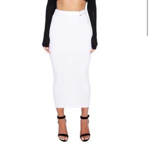 Naked Wardrobe White Ribbed Skirt
